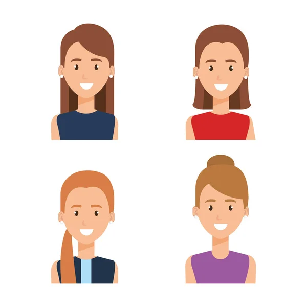 Group of women characters — Stock Vector