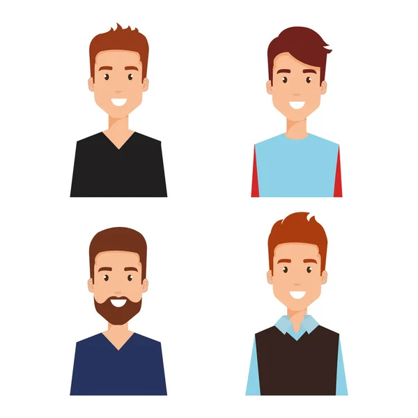 Skupina mužů avatary znaky — Stockový vektor
