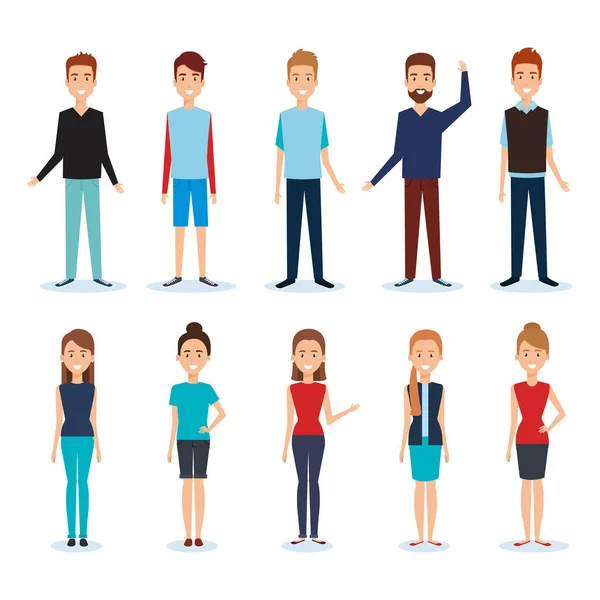 Groep mensen avatars personages — Stockvector