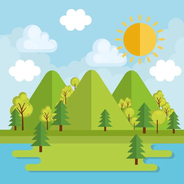 Tiempo estacional icono del paisaje — Vector de stock