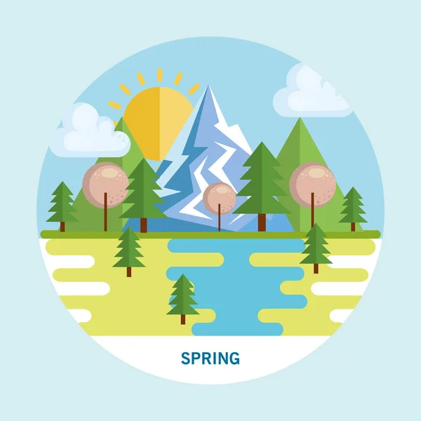 Seasonal weather landscape icon — Stock Vector