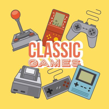 Klasik video oyun retro teknoloji cihazlar