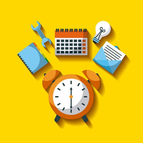 Relógio de negócios tempo de alarme ferramenta de trabalho eficiência — Vetor de Stock