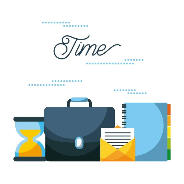 Tempo carteira de negócios livro de e-mail relógio de areia — Vetor de Stock