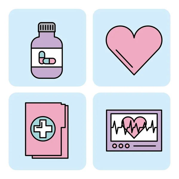 Conjunto de equipo médico instrumento diseño de la salud — Vector de stock