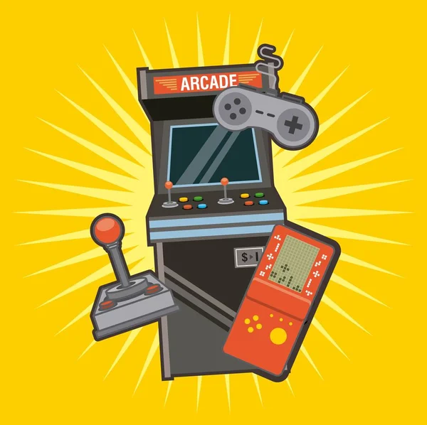 Klassieke videogames en console entertainment iconen — Stockvector