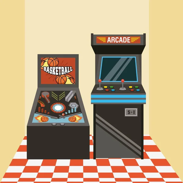 Máquinas de videojuegos arcade clásicas — Archivo Imágenes Vectoriales