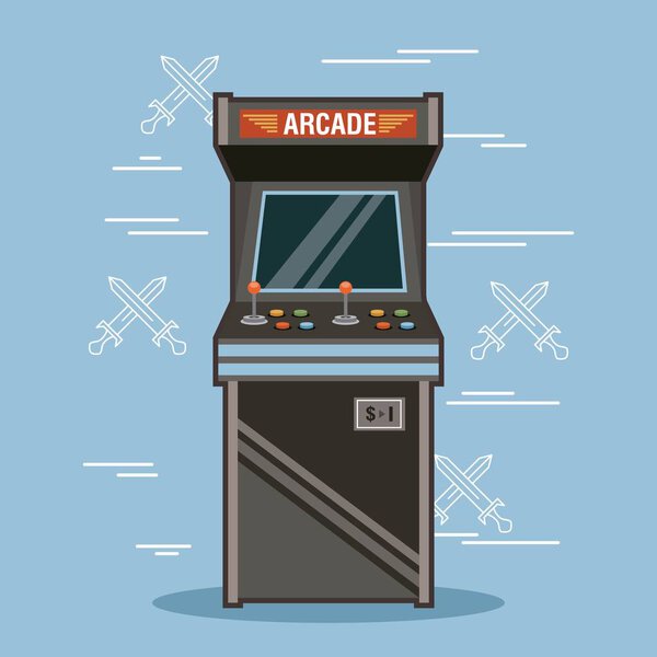 classic arcade game machine rendering