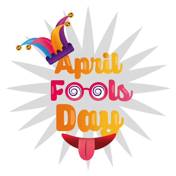 Abril tontos día tarjeta de felicitación divertida fiesta — Vector de stock