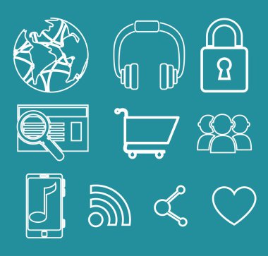 renkli sosyal ağ simge kümesi