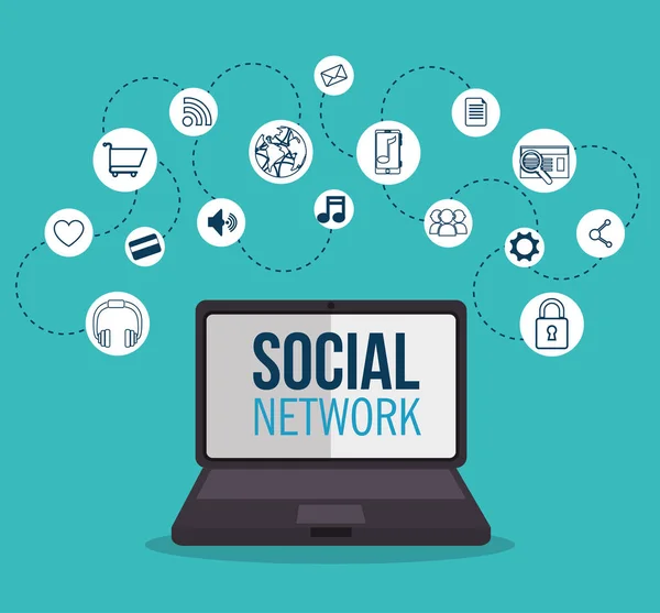 Dispositivo de comunicação conceito de rede social —  Vetores de Stock