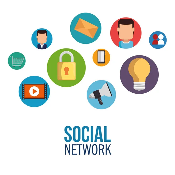 Dispositivo de comunicación concepto de red social — Vector de stock