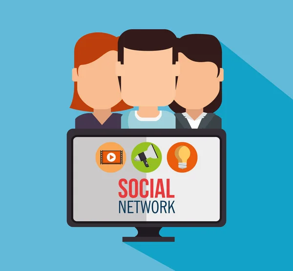 Szociális hálózat fogalma emberek összekapcsolt — Stock Vector