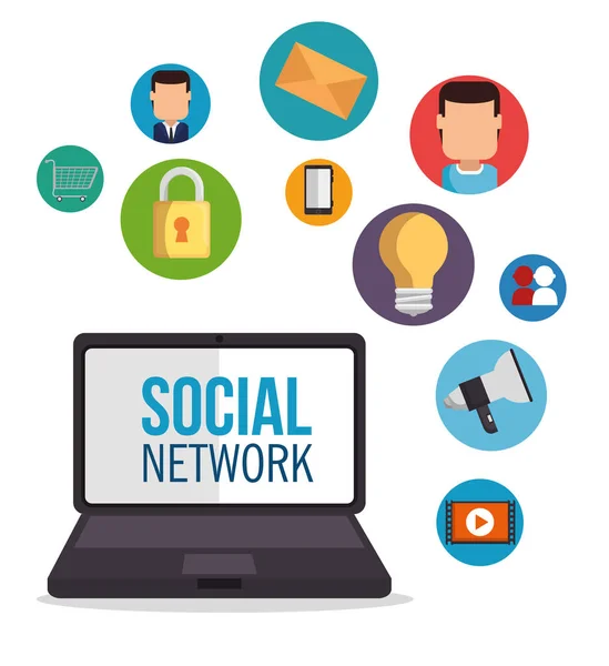 Soziales Netzwerk Konzept Kommunikationsgerät — Stockvektor