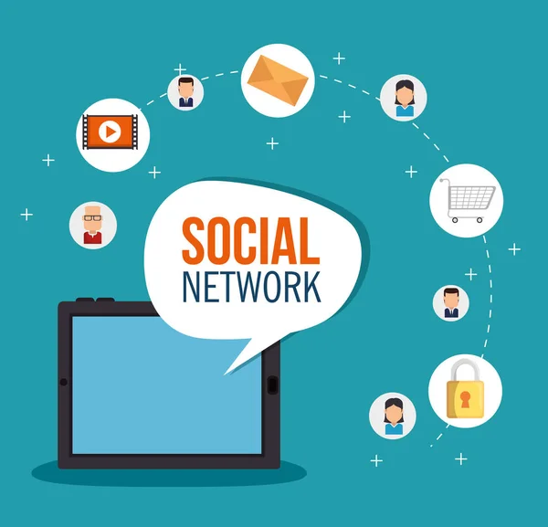 Пристрій комунікації концепції соціальної мережі — стоковий вектор