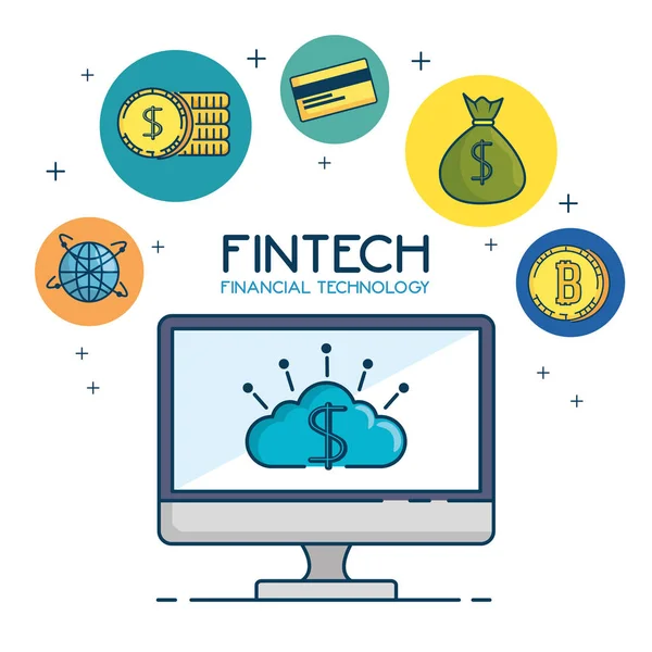Fintech Investitionen Finanz Internet Technologie Konzept Fintech — Stockvektor