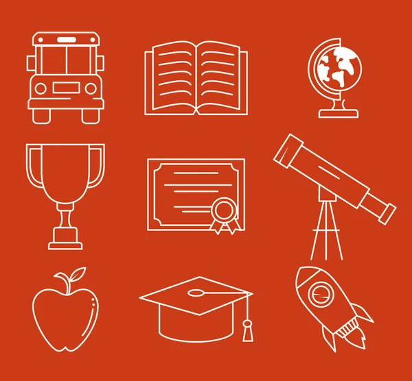 Education school set icons — Stock Vector