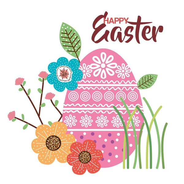 Eggs paint and flowers easter season — Stock Vector