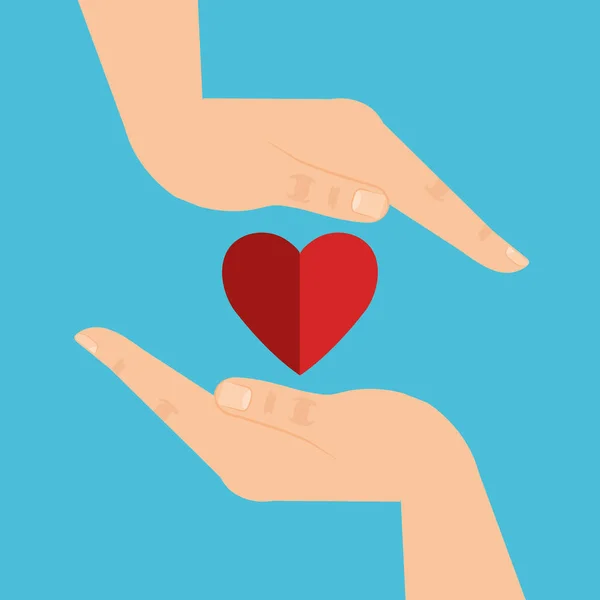 Händer med hjärtat hjälp — Stock vektor