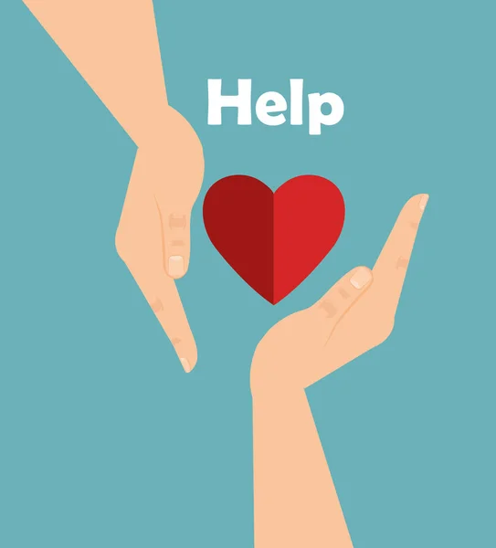 Hands with heart help — Stock Vector