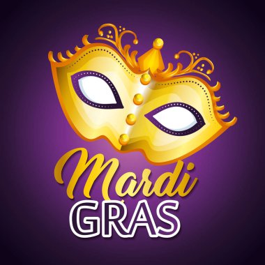 Mardi gras maskesi karnaval afiş poster yazı