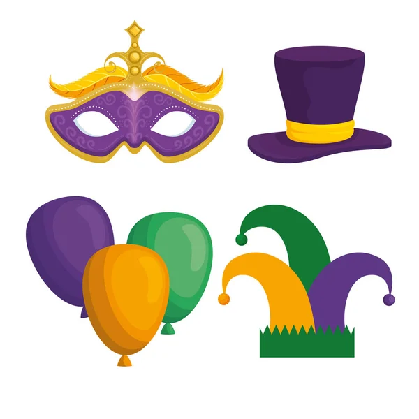Mardi gras carnival elements — Stok Vektör