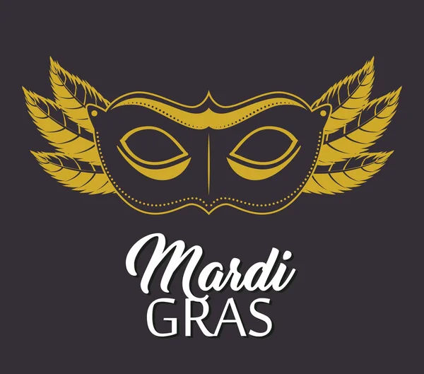 Cartel de letras mardi gras con pancarta de carnaval de máscara — Archivo Imágenes Vectoriales