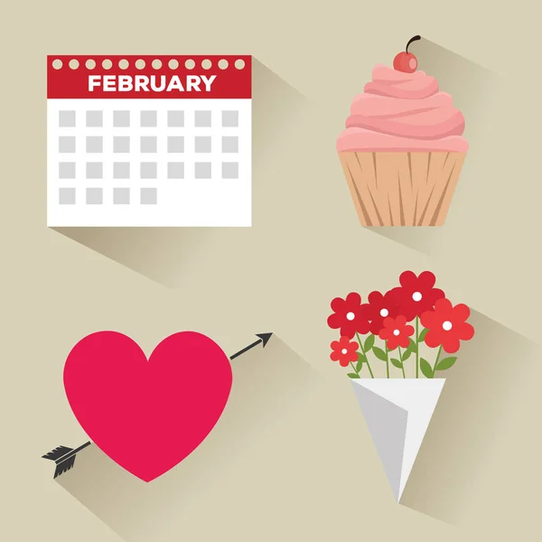 Feliz día de San Valentín Iconos — Vector de stock