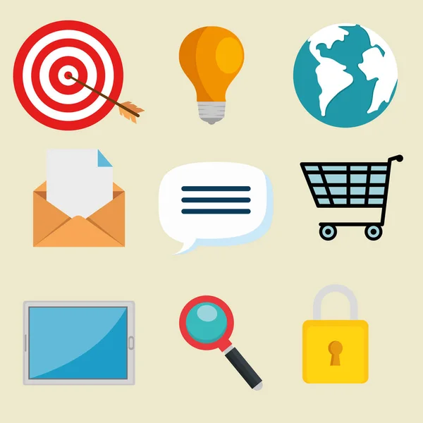 Email marketing internet advertising icons — Stock Vector
