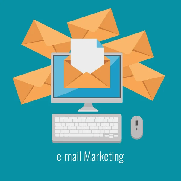 Email marketing concepto de publicidad en Internet — Archivo Imágenes Vectoriales