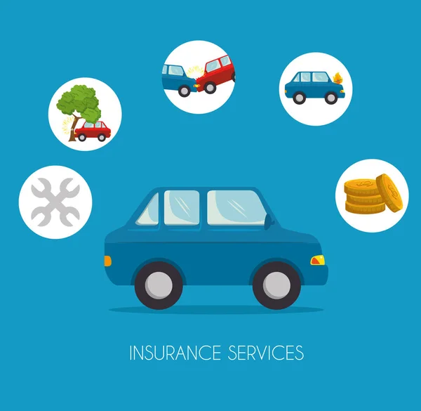 Concepto de servicio de seguro de coche — Vector de stock
