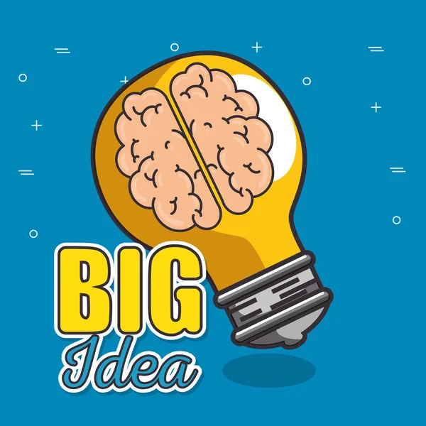 Light bulb with brain inside big idea concept — Stock Vector