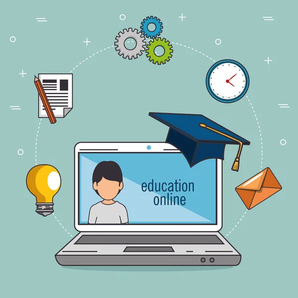 Εκπαίδευσης σχολείο Πανεπιστημίου e-learning έννοια — Διανυσματικό Αρχείο
