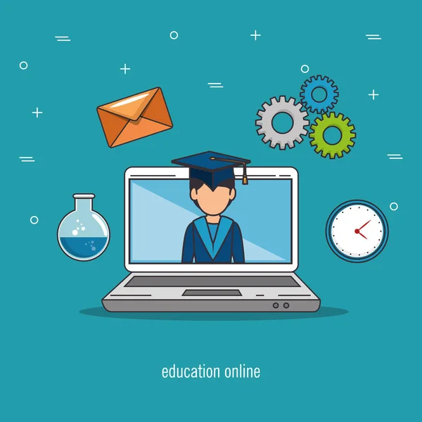 Escuela de educación universidad e-learning concepto — Archivo Imágenes Vectoriales