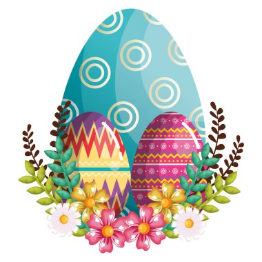 Mutlu Paskalya kutlamaları boyalı yumurta