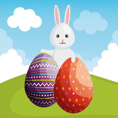 tavşan yumurta boyalı Paskalya kutlama ile