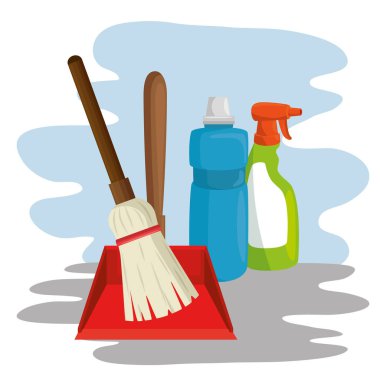 temizlik malzemeleri ile sprey süpürge faraş