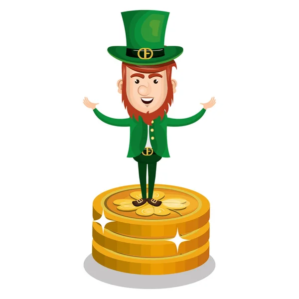 Leprechaun santo patrick personagem dia —  Vetores de Stock