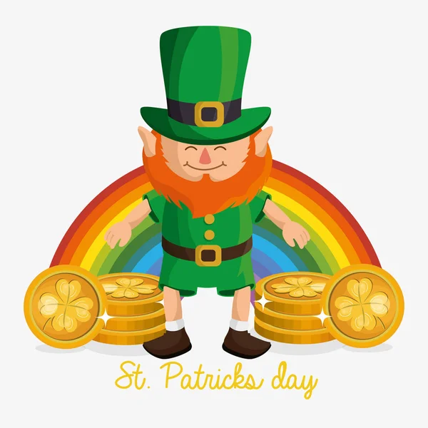 Leprechaun santo patrick personagem dia — Vetor de Stock