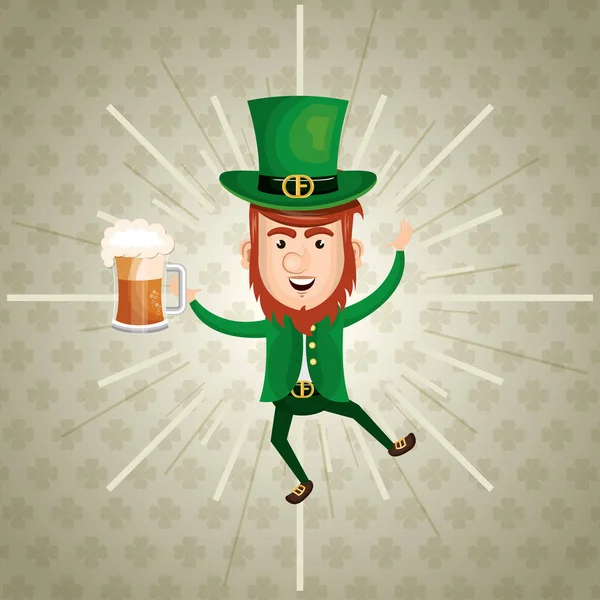 Leprechaun saint patrick jour caractère — Image vectorielle