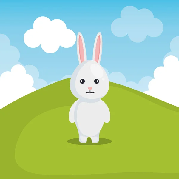 Cute rabbit in landscape — Stock Vector