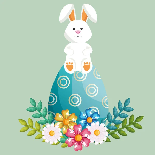 Кролик с яйцами окрашены празднование Пасхи — стоковый вектор
