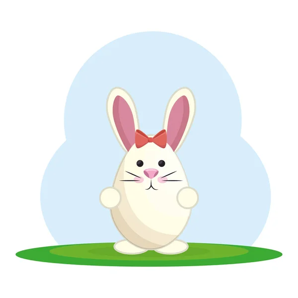 Cute rabbit in landscape — Stock Vector