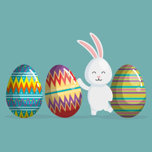 Tavşan yumurta boyalı Paskalya kutlama ile — Stok Vektör