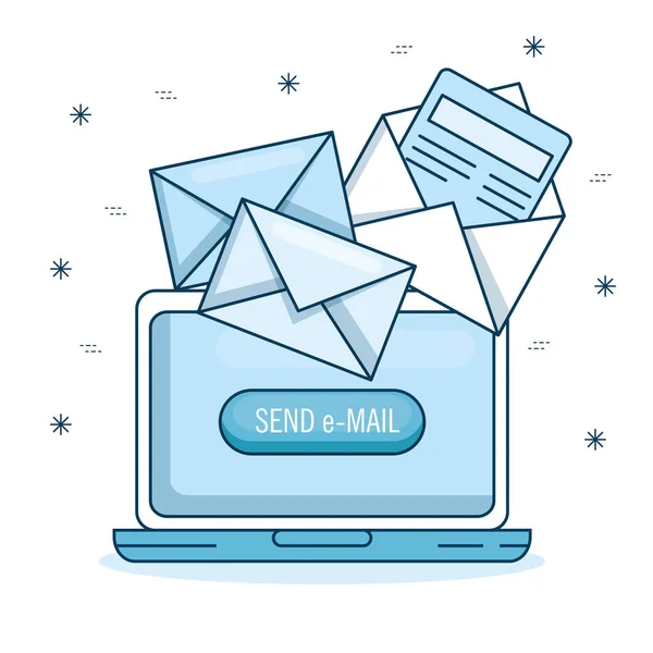 Email marketing and promotion computer with email notification — Stock Vector