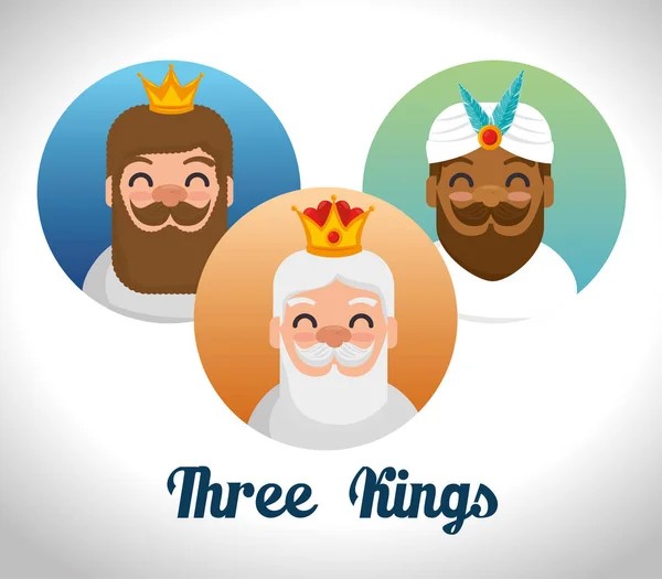 The three magic kings of orient cartoons — Stock Vector