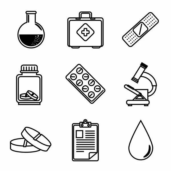 Iconos de hospital y centro médico — Vector de stock