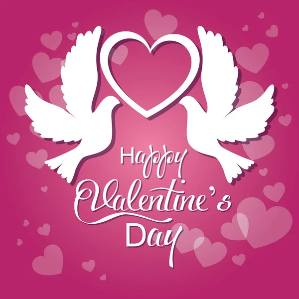 Heureuse carte de Saint-Valentin avec couple d'oiseaux mignon en amour — Image vectorielle