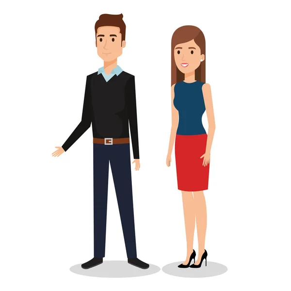 Business people couple avatars characters — Stock Vector