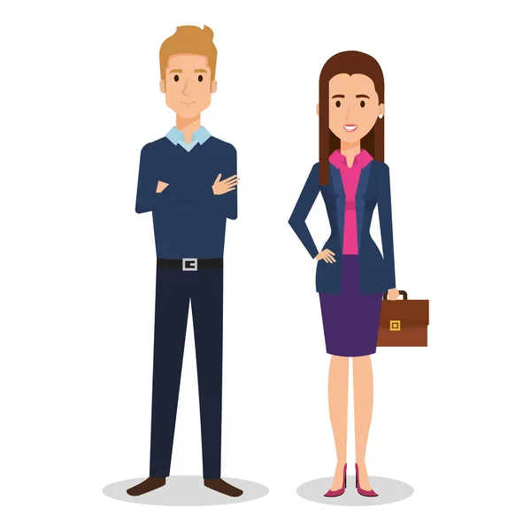Pessoas de negócios casal avatares personagens — Vetor de Stock
